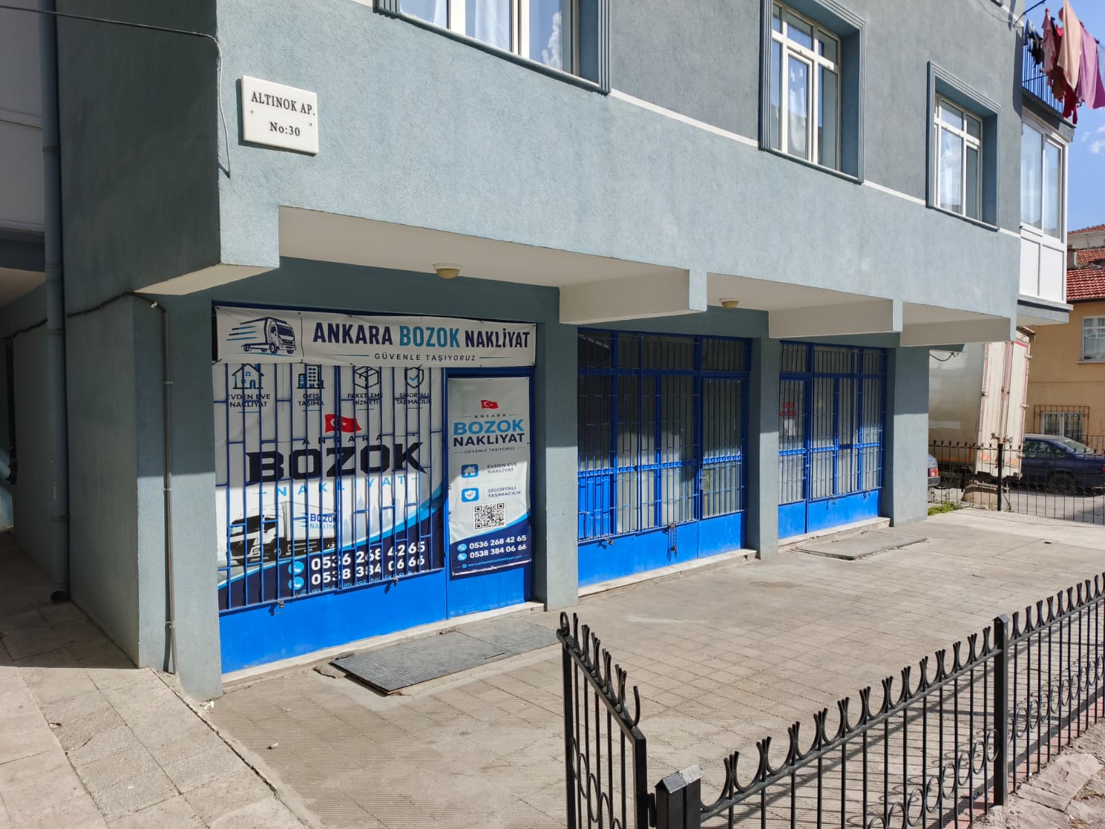Ankara Bozok Nakliyat ofisi dış cephe görünümü, Yeşilevler Mahallesi Yenimahalle Ankara